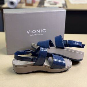 NWT Vionic Women's Roma Sandals Size 10M Blue Platform Slingback